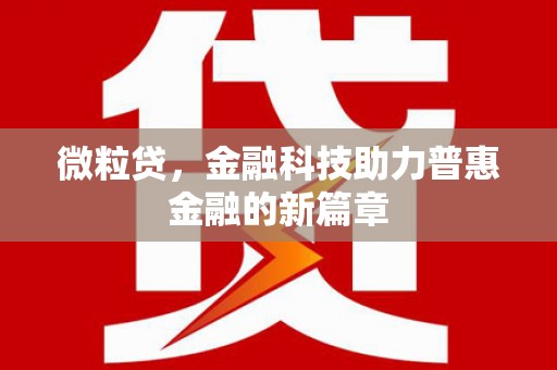雁江微粒贷，金融科技助力普惠金融的新篇章