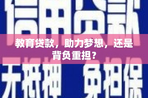 雁江教育贷款，助力梦想，还是背负重担？