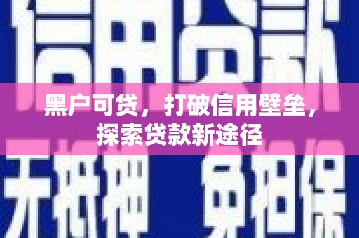 雁江黑户可贷，打破信用壁垒，探索贷款新途径