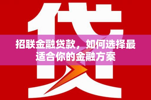 雁江招联金融贷款，如何选择最适合你的金融方案