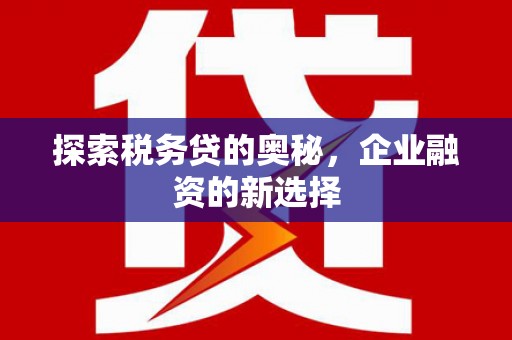 雁江探索税务贷的奥秘，企业融资的新选择
