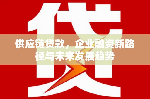 雁江供应链贷款，企业融资新路径与未来发展趋势