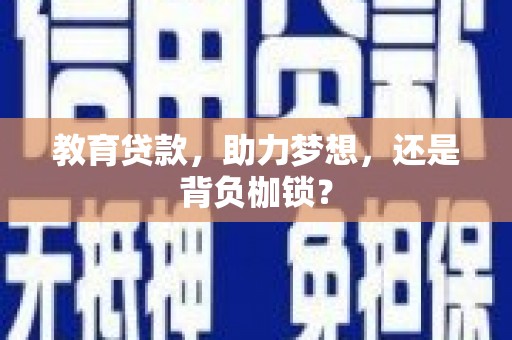 雁江教育贷款，助力梦想，还是背负枷锁？