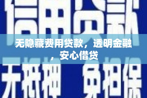 雁江无隐藏费用贷款，透明金融，安心借贷