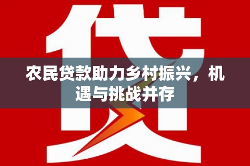 雁江农民贷款助力乡村振兴，机遇与挑战并存