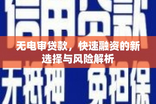 雁江无电审贷款，快速融资的新选择与风险解析