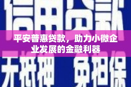 雁江平安普惠贷款，助力小微企业发展的金融利器