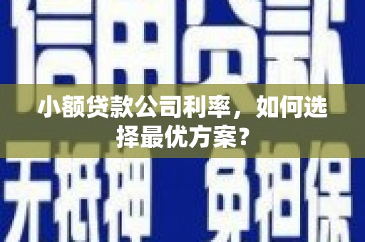 雁江小额贷款公司利率，如何选择最优方案？