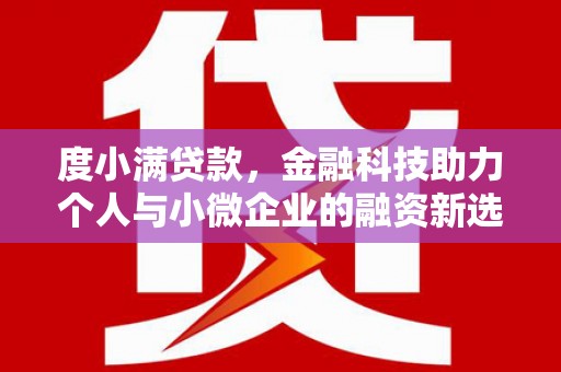 雁江度小满贷款，金融科技助力个人与小微企业的融资新选择