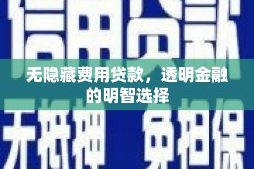 雁江无隐藏费用贷款，透明金融的明智选择